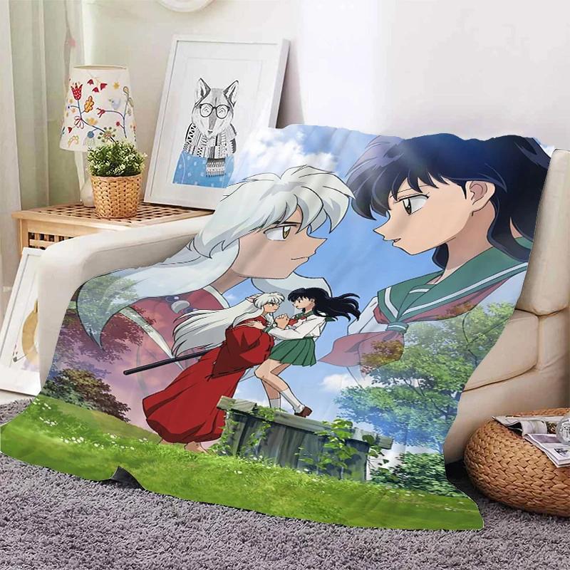 Digital Print Anime Fleece Blanket Sofa A-Inuyasha Microfiber Bedding Warm Winter Bed Camping Nap Fluffy Soft Blankets King Size