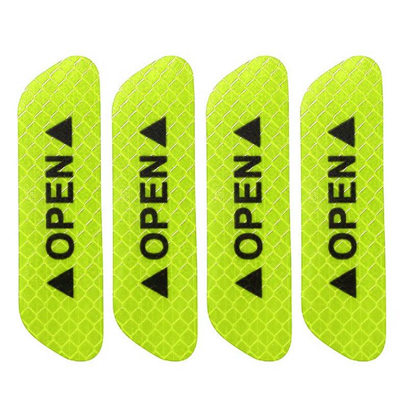 4Pcs Car Door Sticker Safety Open Warn Reflector Tape Decal OPEN Safety Anti-collision Strips Sticker Auto Exterior Accessories