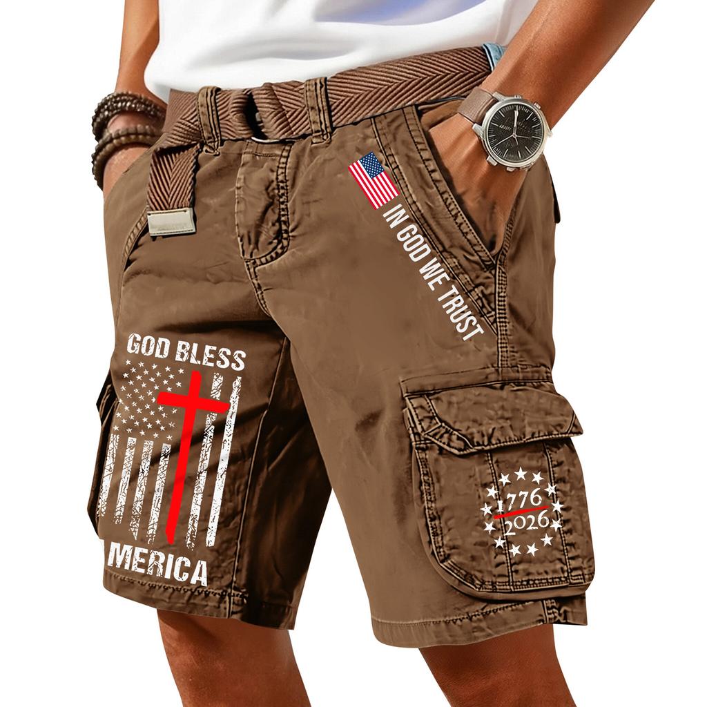 Pantaloncini Cargo Casual Stampati da Uomo per l'Estate con Tasche Multiple