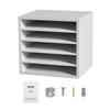 Literature Organizers, 5 Compartments Office Mailbox with Adjustable Shelves, Wood Literature Sorter 13.9x12x13 Inches for Office, Home, Classroom,