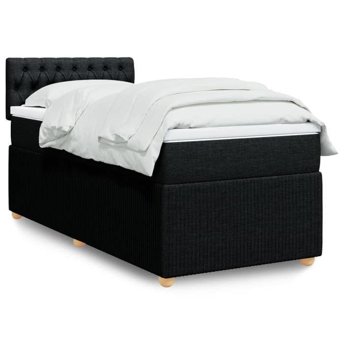 VidaXL Slatted Bed Base with Mattress Black 90x200 Cm Fabric 3289648