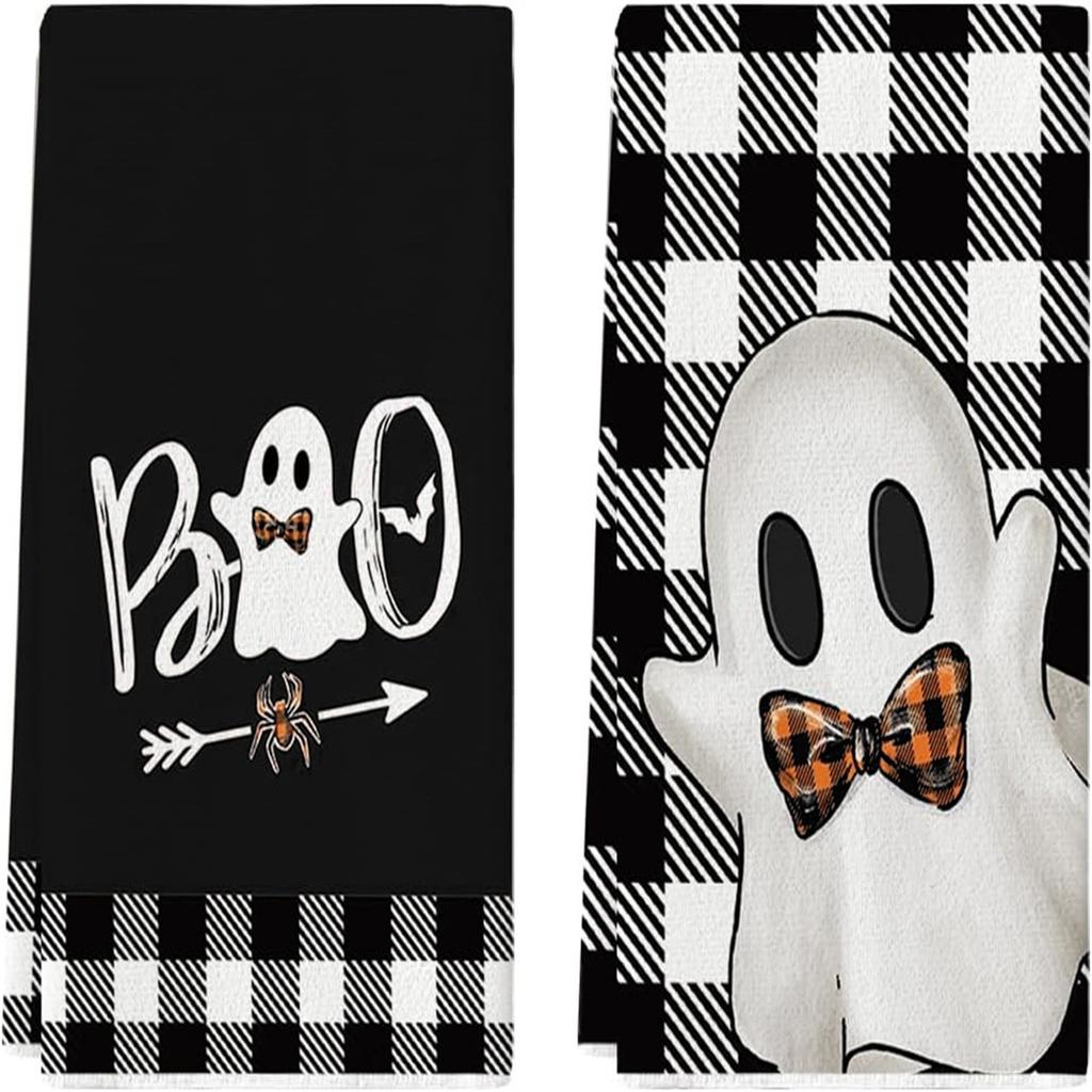 Microfiber Halloween Pumpkin Festival Green Elf/ Printed Towel Kitchen Washing Hand Towel Face Towel