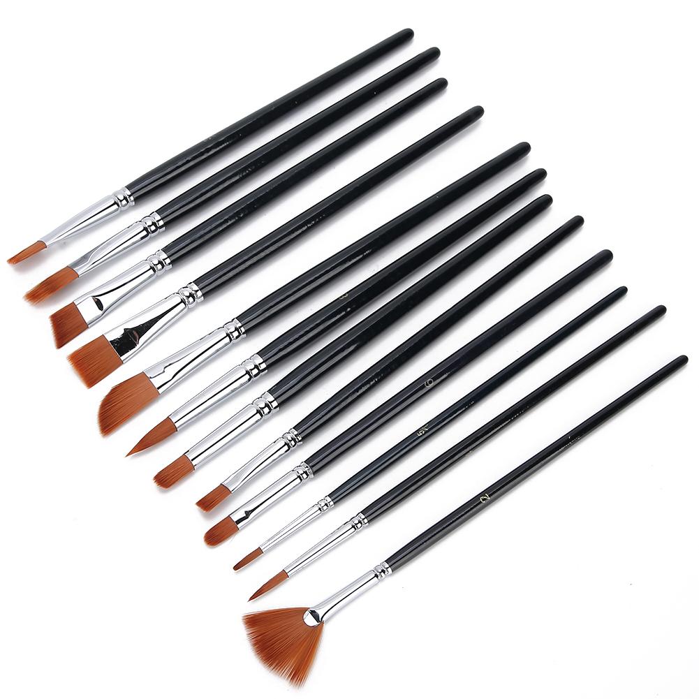 12pcs Nylon Hair Drawing Brush Various Specification Short Rod Drawing Pens for Gouache Oil Painting