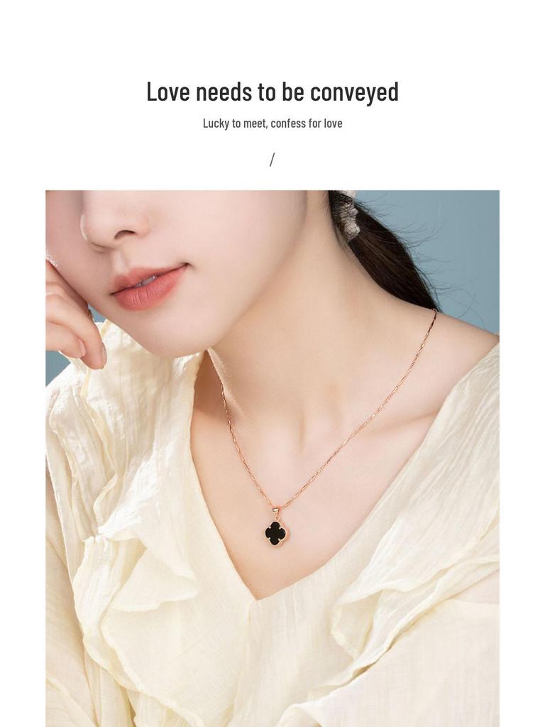 Sterling Silver Four-Leaf Clover Necklace - Women's Light Luxury Clavicle Chain Jewelry