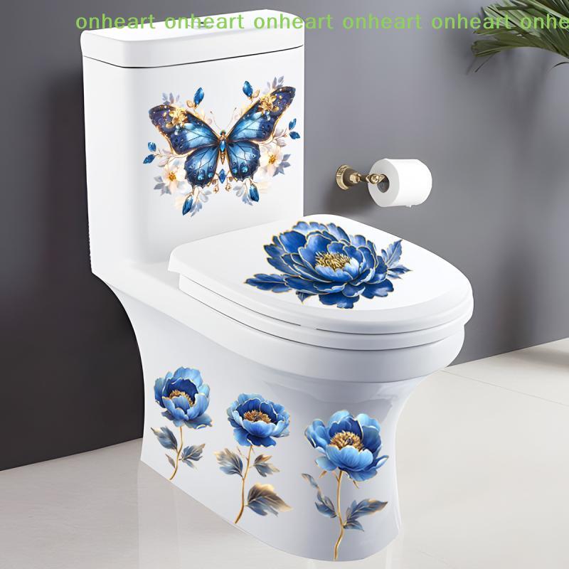 Waterproof Butterfly Wall Stickers Bathroom Toilet Sticker Modern Flower Pattern Self-adhesive Paintings For Living Decoration