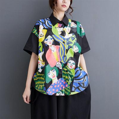 Short Sleeve Oversized Cotton Shirts & Blouses for Blouse Casual Loose Summer Tops Women Button Up Shirt