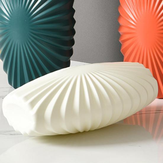 Plastic Ribbed Flower Vase Minimalist Modern Flower Holder Container Home Office Table Centerpiece Decorative Floral Plants Vase