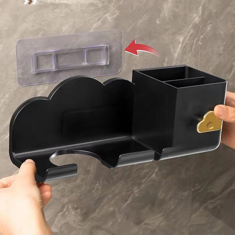 Hair Dryer Holder Wall Mounted Hair Straightener Dryer Stand Bathroom Organizer Shelves Washroom Organization Shelves