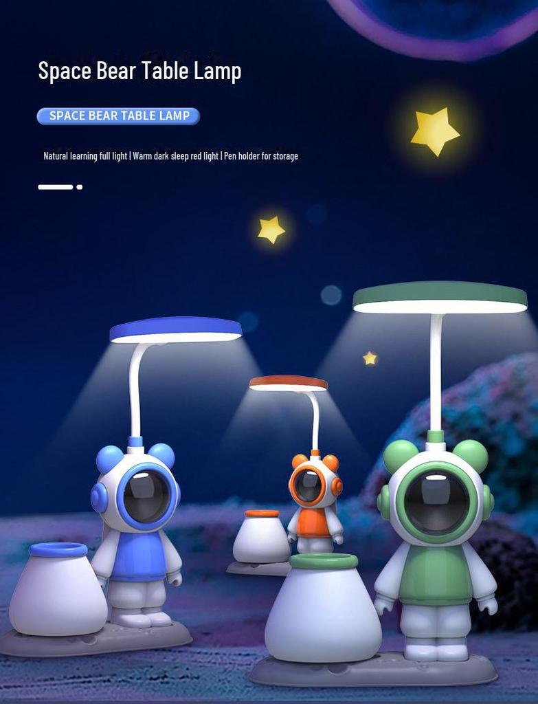 Anpassbare LED Astronauten Schreibtischlampe – Augenfreundliches Nachtlicht für Studenten, Perfekt als Geschenk