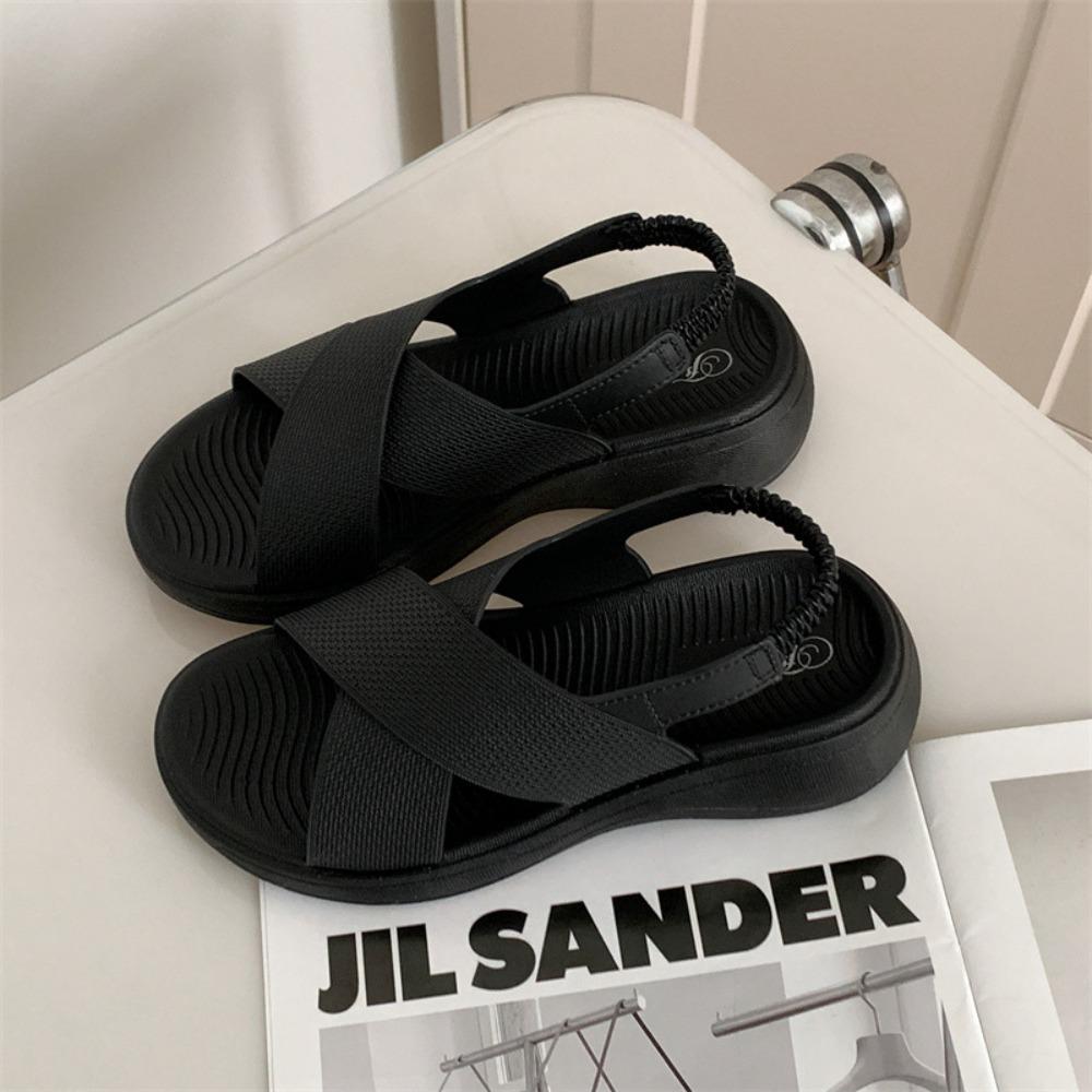 Sandals for Women's New Outer Wear Solid Color Sandal Womens Summer Casual Platform Fashion Beach Outdoor Flat Sandals