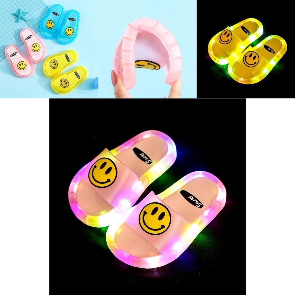 Cute And Comfy Smiley Led Slippers For Kids Non-slip And Wear-resistant