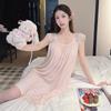 Vernis Lace Ice Cotton Suspender Pajamas Women's Summer Solid Color Sweet Nightgown Can Be Worn Outside Thin Loungewear