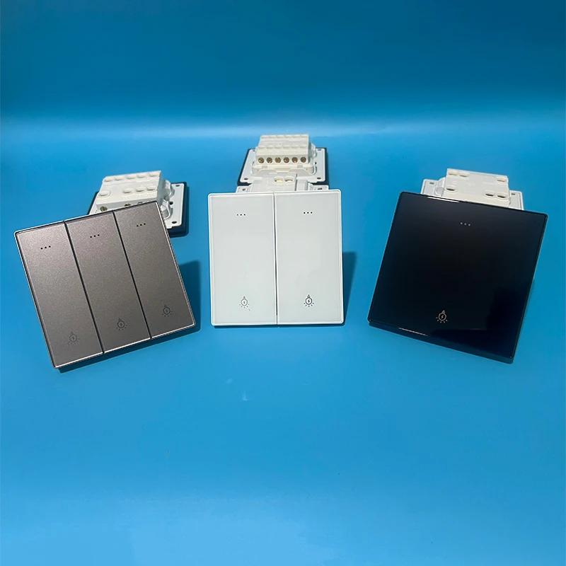 Gray Glass Wall Square Switch Panel EU UK Standard 16a Socket Large Panel Wall Light Switch Usb TypeC Socket Net TV Tel Socket