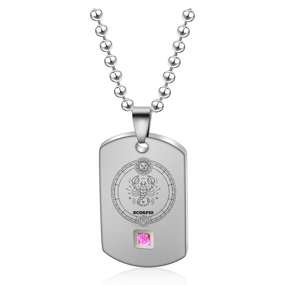 12 Constellation Laser Titanium Steel Necklace - Stylish European & American Military Tag for Couples