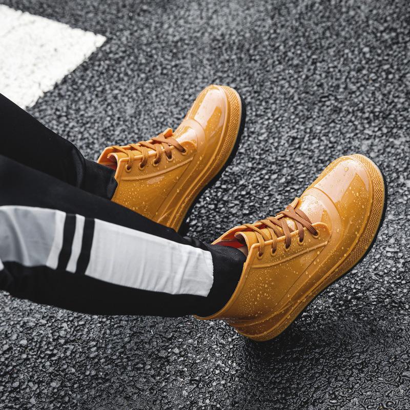 Fashion New Style Rain Boots Thickened Waterproof Non-Slip Belt Heel Integrated Water Shoes Fashion Short Tube Rubber Shoes Size 39-44