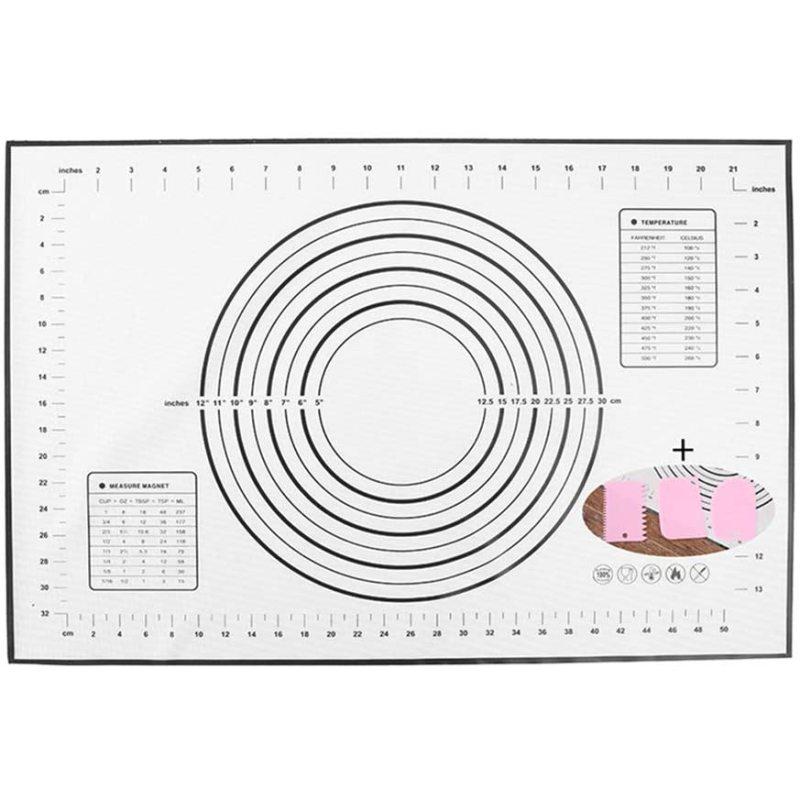 Silicone Baking Mat With Scale Rolling Dough Pad Kneading Dough Mat Non Stick Pastry Oven Liner