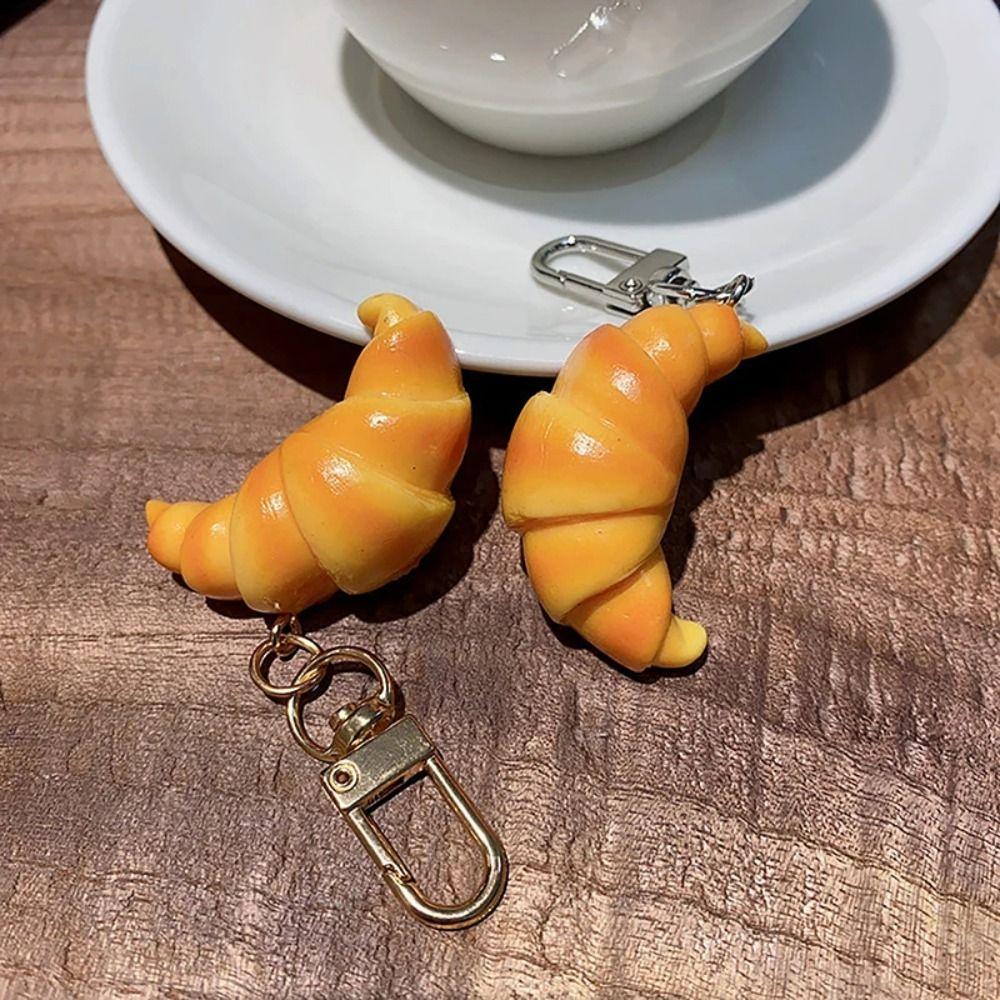 Creative Simulation Food Toy Keyring Food Model Pendant Croissant Keychain  Backpack Decor