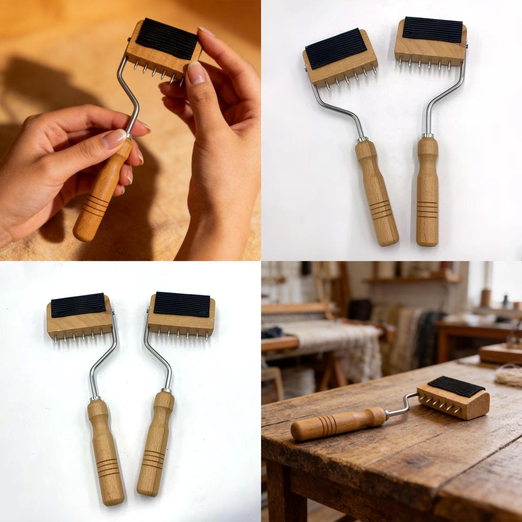 Textile Belt Rounding Tool With Wooden Handle For Fabric Weaving And Garment Production
