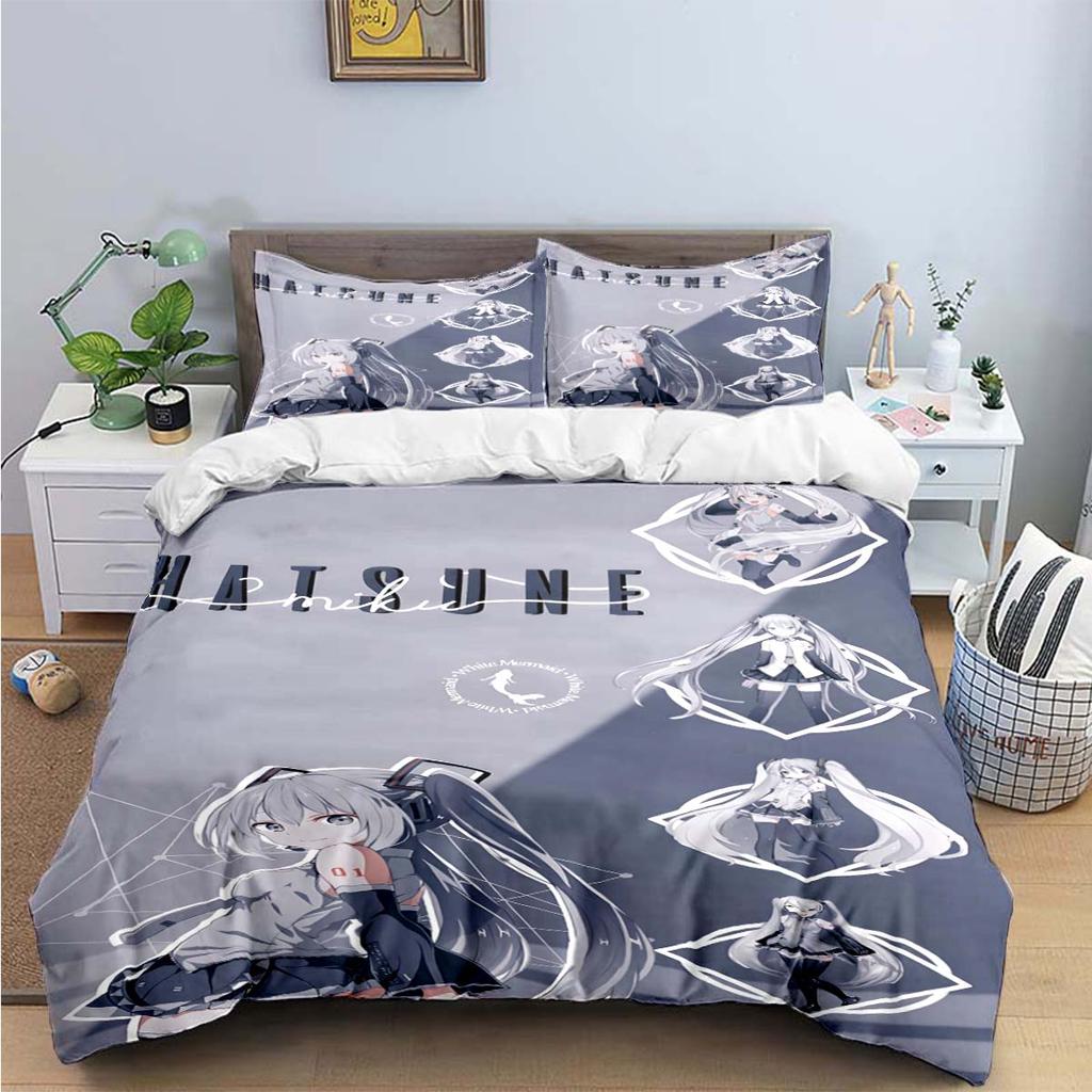 Comforter Cartoon Kawaii Virtual Singer H-Hatsune-Miku Bedding Sets Bed Supplies Set Bed Comforter Set Bedding Set Gift