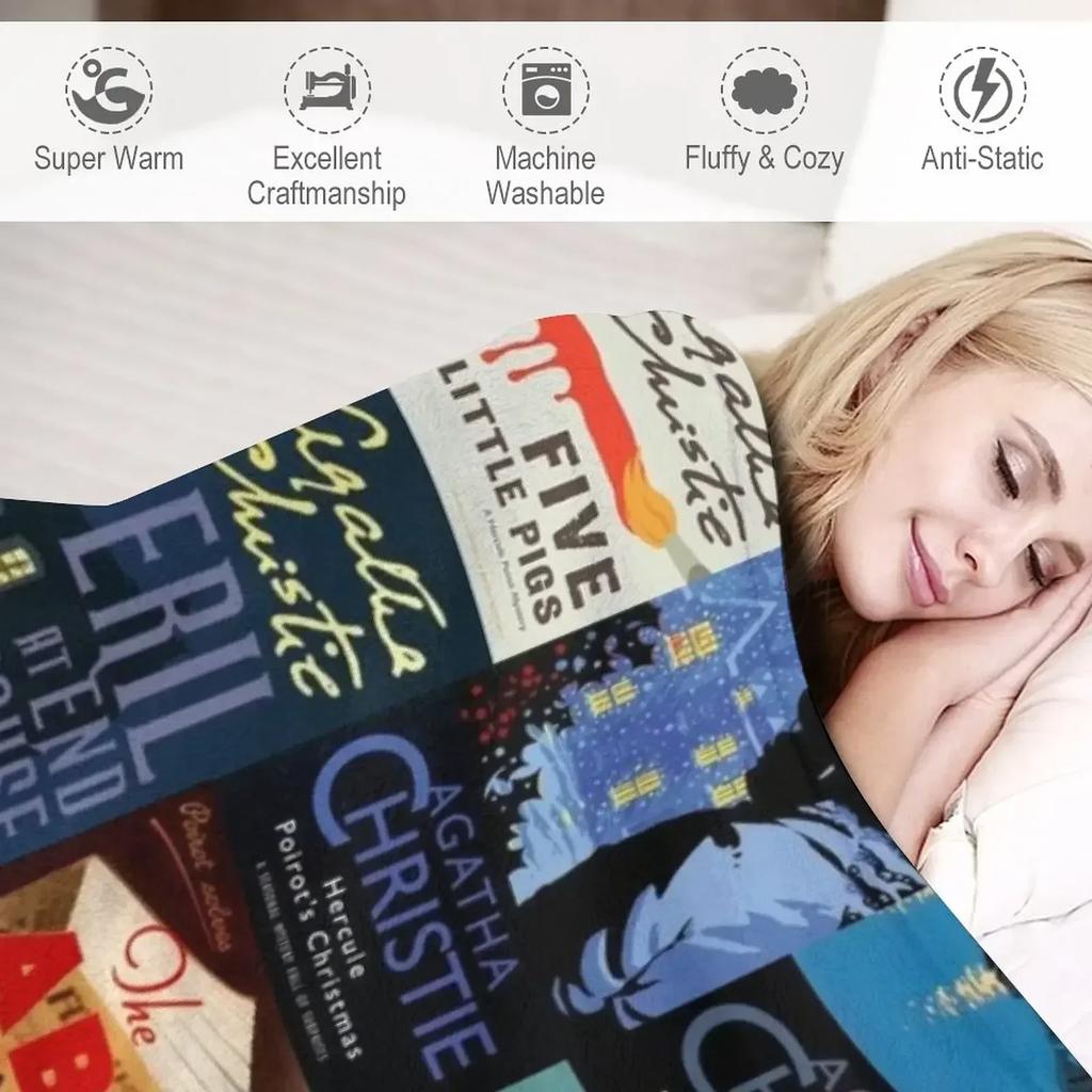 Agatha Christie Hercule Poirot Books Poster Throw Blanket Luxury Designer Moving Blankets