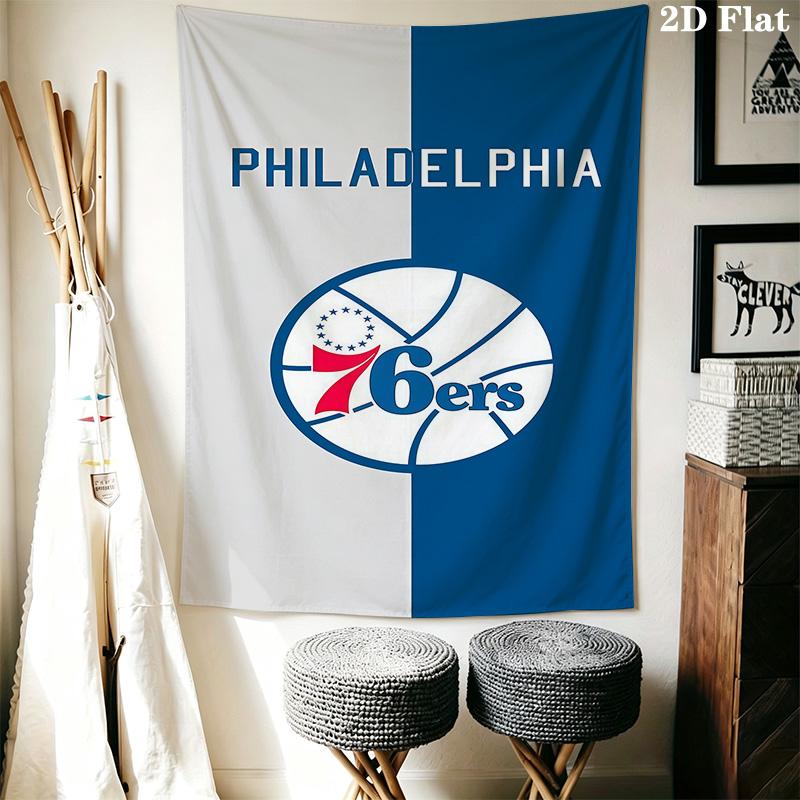 Sixers Logo Blue Background Bedding 1 Duvet Cover 2 Pillowcase Without Core Christmas Birthday Gift Duvet Cover And Pillowcase