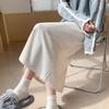 H253 Retro European Cotton Velvet A-line Skirt with Back Slit - Slimming Mid-Length Versatile Women's Skirt