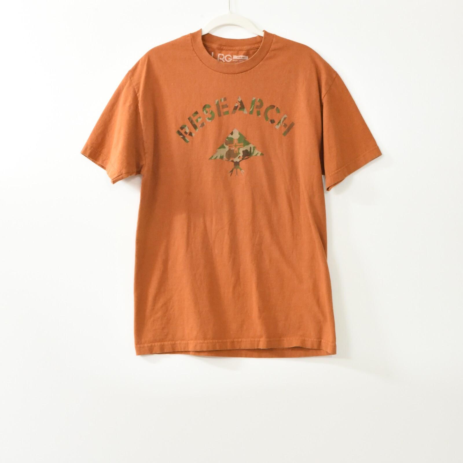 LRG Mens Orange T-Shirt Research Camouflage Round Neck Short Sleeve Size L XL
