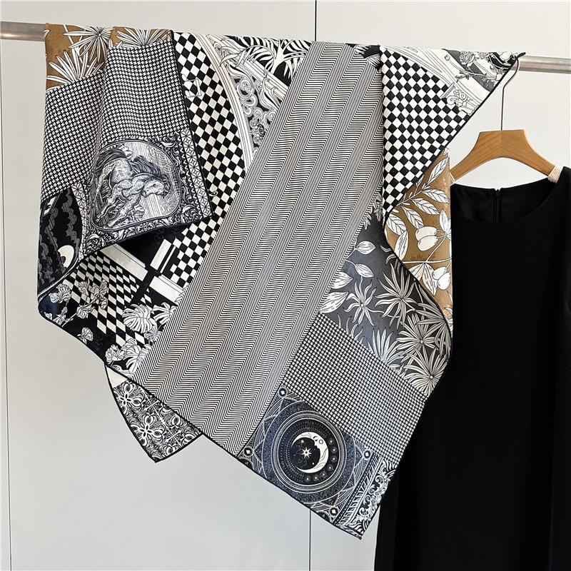 

110*110 см двухсторонний шелковый шарф женский щедрый шарф шелковый шарф шаль