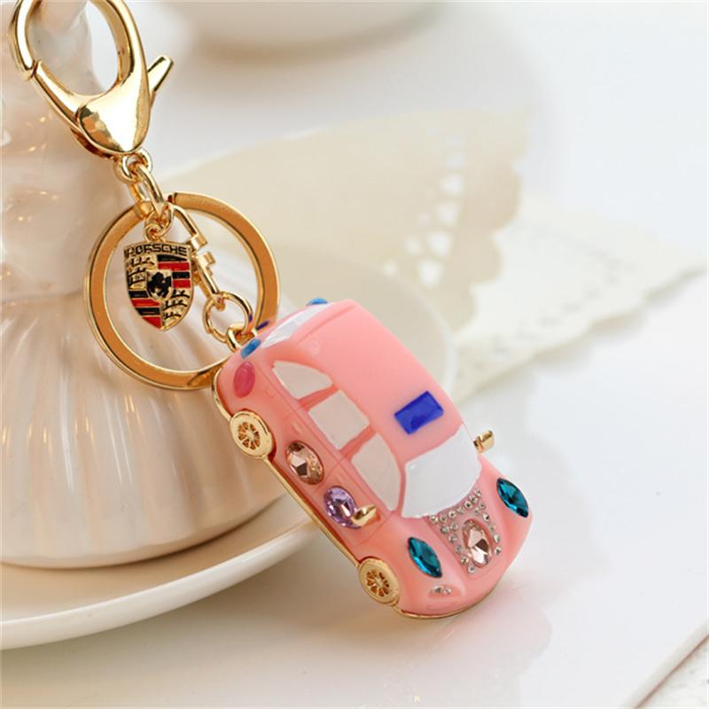 Fashion Alloy Metal Car Key Chain Keychain Charm Women Handbag Crystal Pendant Luxury Model Car Accessories Keyfob