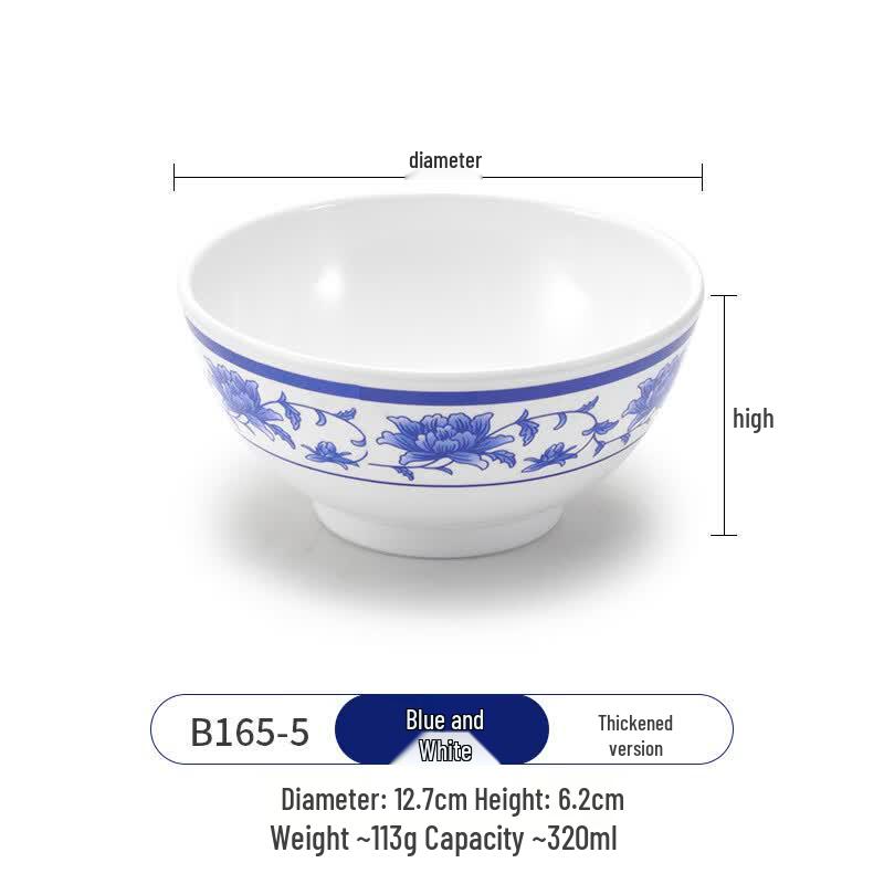 Melamine Blue  White Porcelain Style Commercial Soup Bowl