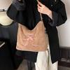 Casual fluffy bag large capacity tote bag bow women's shoulder underarm bag autumn and winter new backpack plush bag