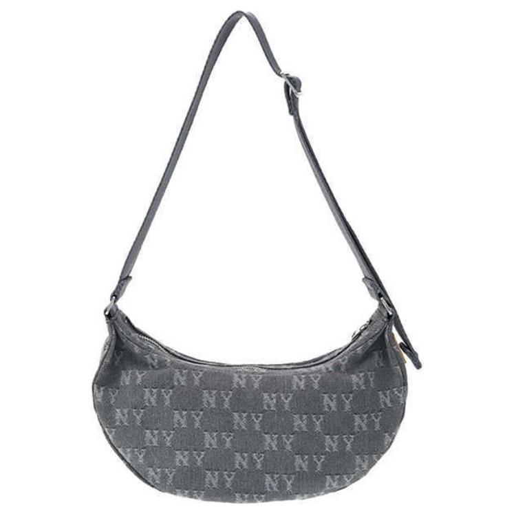 

MLB New York Yankees 25SS Full Print Adjustable Shoulder Strap Denim Underarm Bag Unisex Shoulder Bag Gray 3ABQMD15N-50GRS Gray