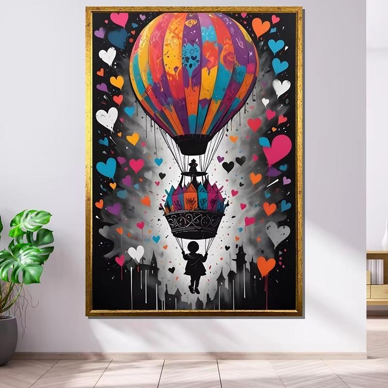 Street Graffiti Posters Print Children's Hot Air Balloon Love Canvas Painting Cartoon Pop Wall Art Picture Home Kid Room Decor