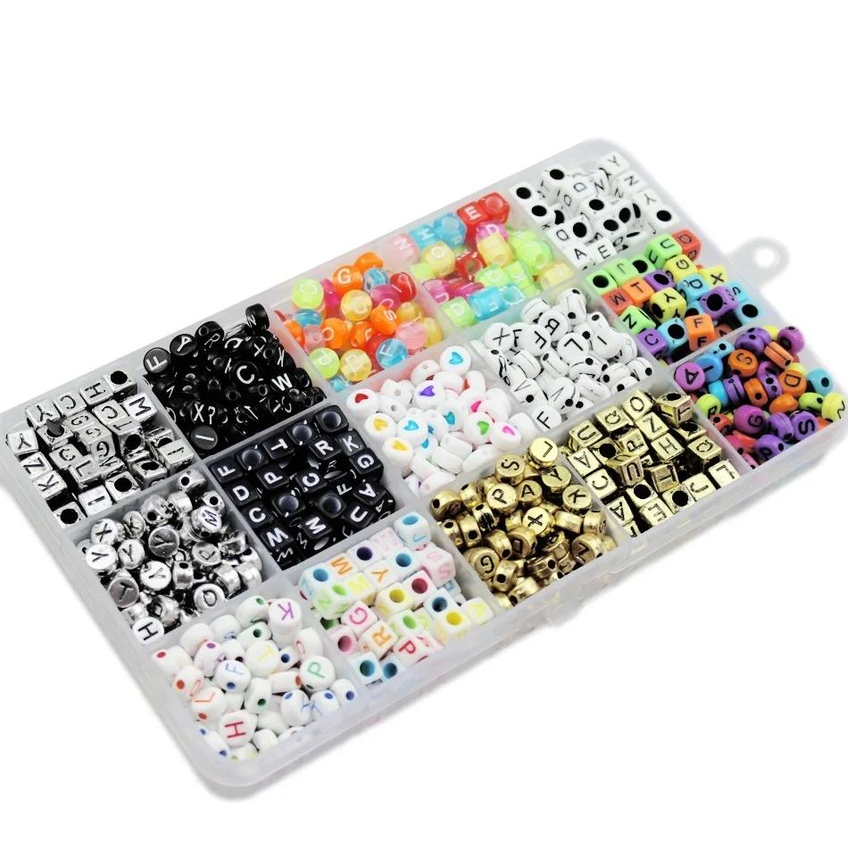 

15 цветов 1100 шт. акриловые буквы алфавита AZ квадратный куб DIY свободные разделительные бусины бусины ожерелье браслет ювелирные изделия бусины для одежды прозрачный