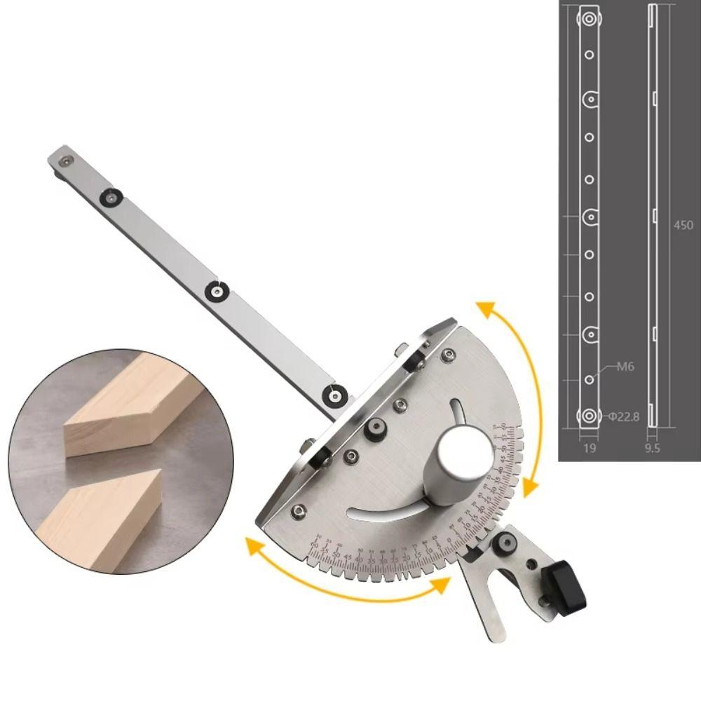 Woodworking Push Ruler Flip Stop Angle Ruler Adjustable Miter Gauge  Sawing Assembly