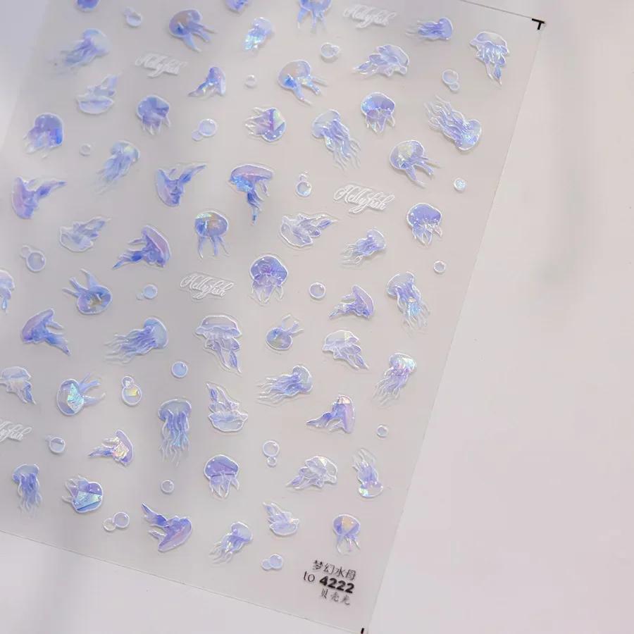 Magical Blow Bubbles Goldfish Bunny Rabbit Cat Kitten Shape Shiny Dreamy Bubbles 5D Nail Art Decorations Sticker Manicure Decal
