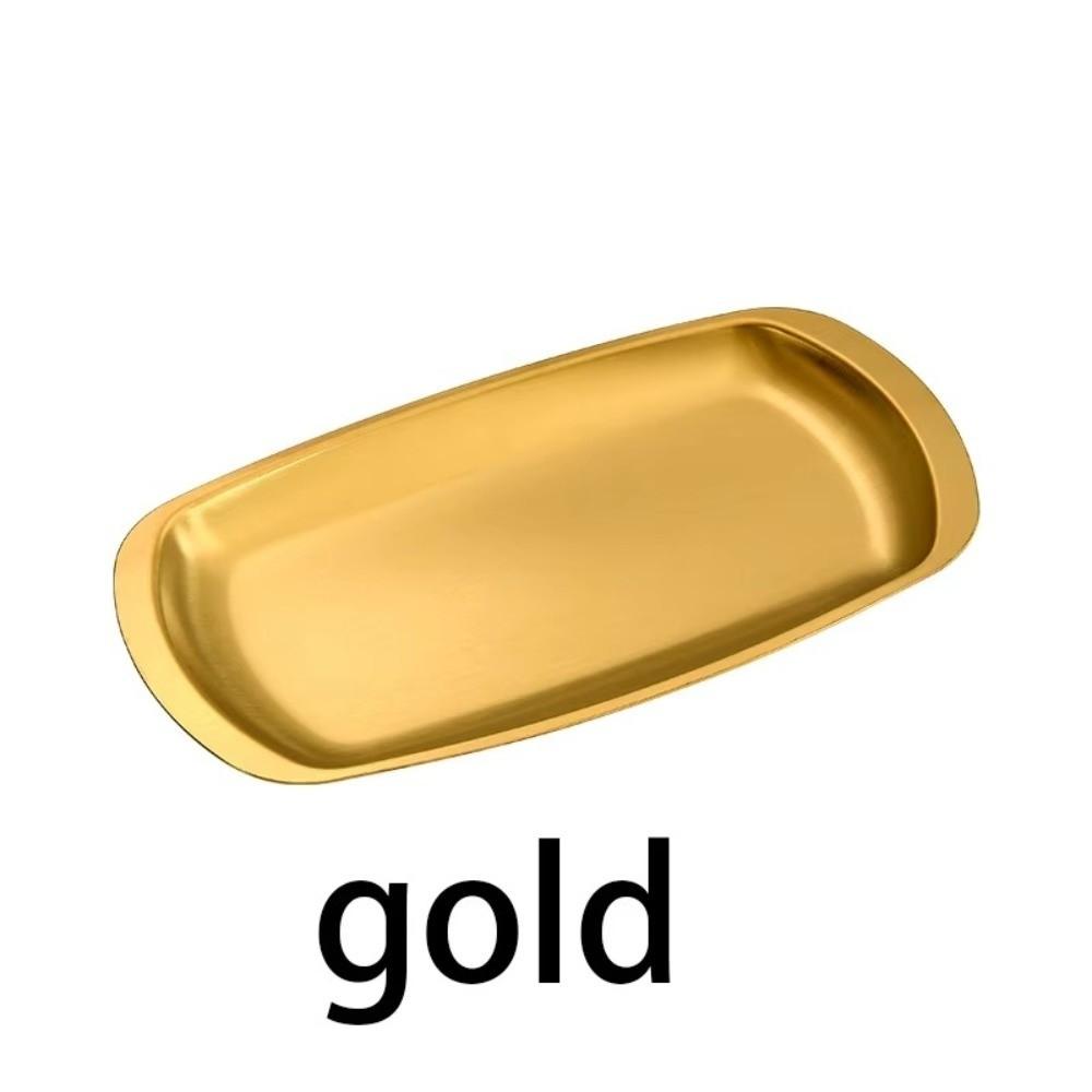 Simple Western Food Beef Plate Gold Tray Barbecue Flat Plate New Circle Plate