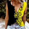 Women Tanks Sexy V Neck Sleeveless Summer Tops Vest 3D Graffiti Flowers Print Cool Lightweight Tops