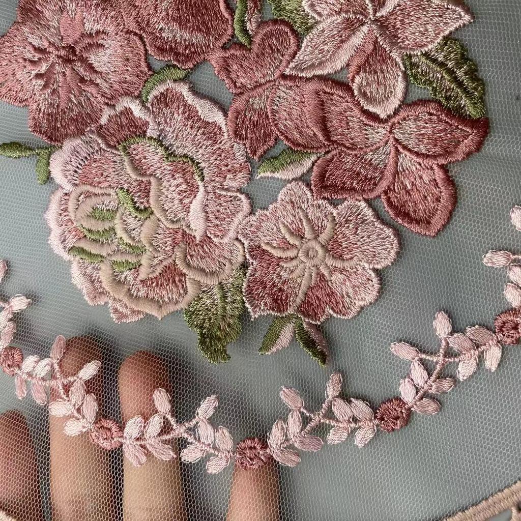 28*28 cm Pink Lace Flower Applique Ribbon Trim for Sofa Curtain Towel Bed Cover Trimmings Home Textiles DIY Polyester Mesh New