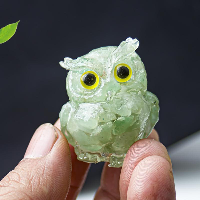 Uil Hars Kristal Beeldje Met Natuurlijke Watersteen Voor Huisdecoratie En Cadeau Geven