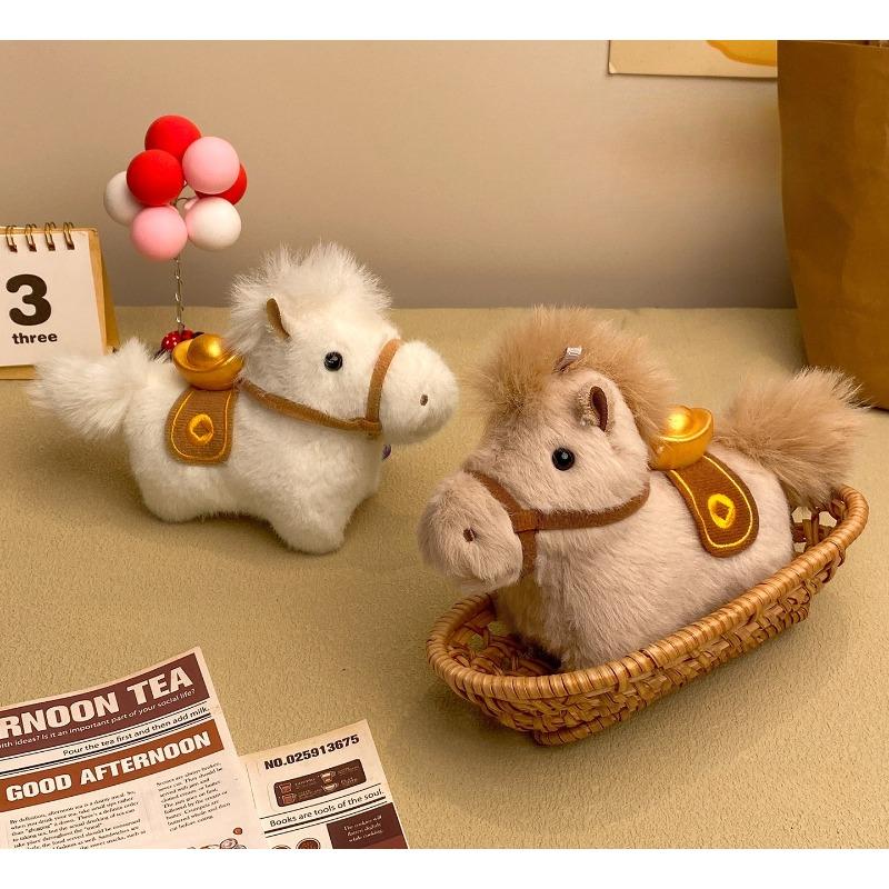 Adorable 2026 Year of The Horse Plush Doll Realistic Pony Figure Keychain Cute Soft Toy for New Year Gift & Decor