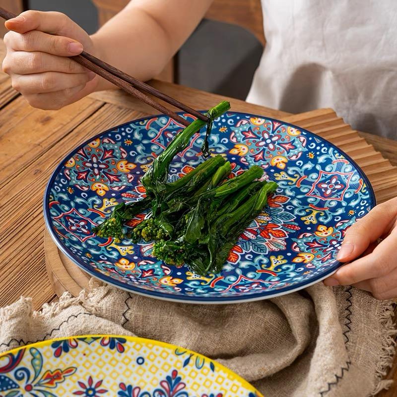 6.5in/8in/10in Ceramic Plates Egg Plate Bone Disc Western Steak Main Course Plates Shallow Flat Plates