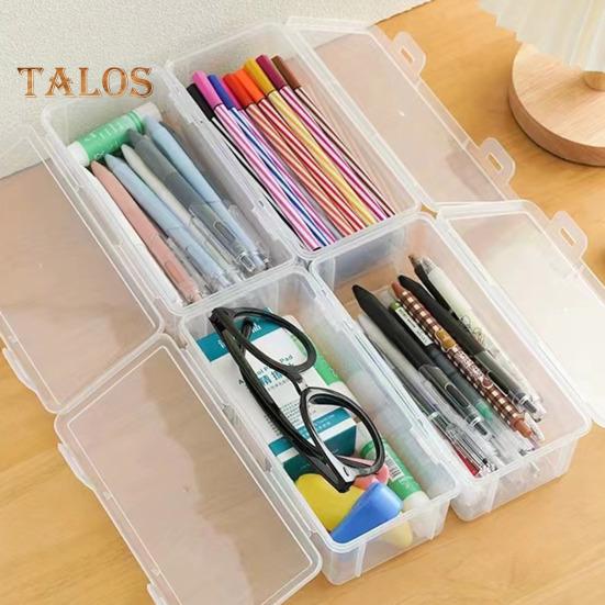 Pencil Box Extra Large Capacity Transparent Design Stackable Pencil Organizer Snap-on Lid Pencil Container