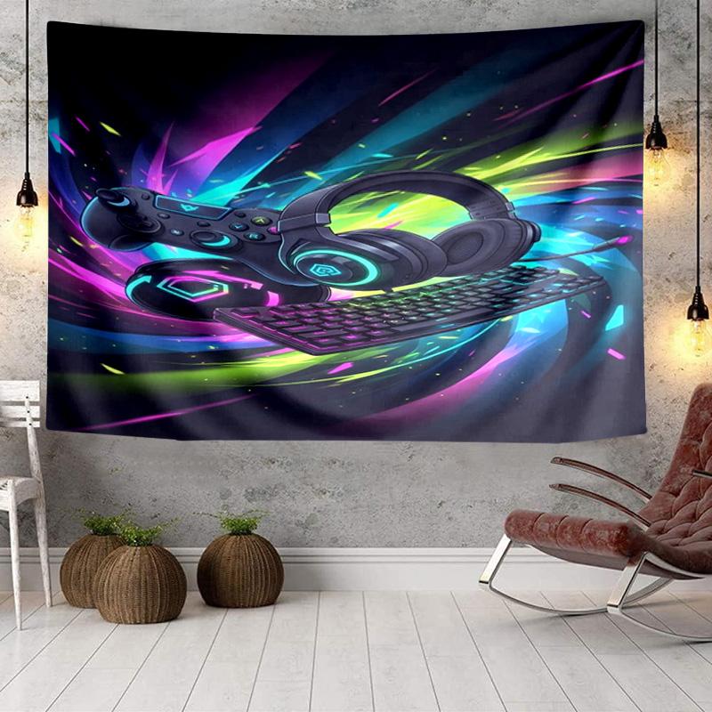 Neon Game Over Art Tapestry, Unique Design Tapestry, Wall Decor for Bedroom,Livingroom, Playroom,Heartwarming Fan Holiday Gifts