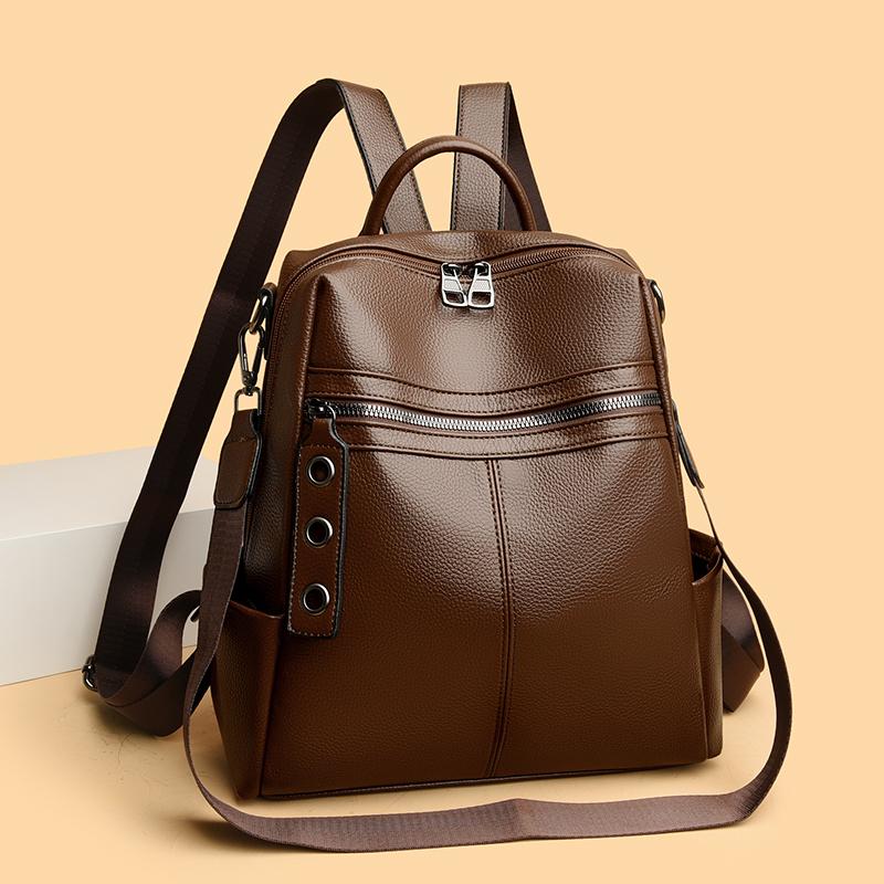 Women's Multi-functional Leather Backpack Retro Leather Shoulder Bag Large Capacity Backpack for Daily Commute and Weekend Outings and Travel