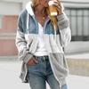 Women's Hooded Large Zip Jacket Loose Multicolor Paneled Plush Size