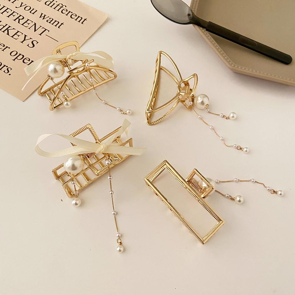 Metal Butterfly Pearl Butterfly Pendant Hairpin Pure Color Sweet and Lovely Gentle Girl Simple Hairpin