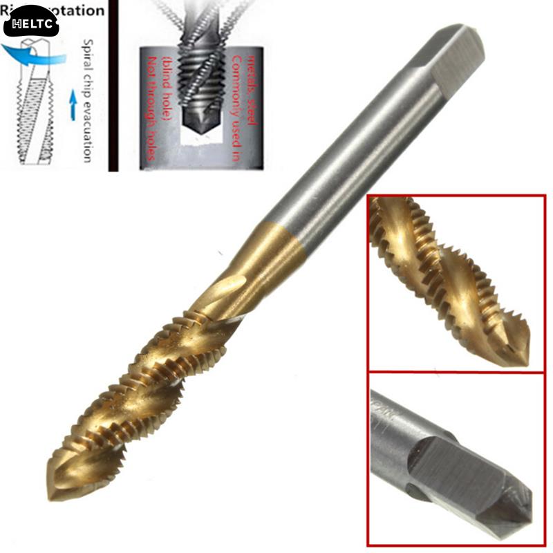 1 Stück Titanbeschichteter Metrischer HSS Spiralnuten Maschinenschraubenbohrer M3 M4 M5 M6 M8 Spiralspitzbohrer Gewindebohrer Gewindeformer