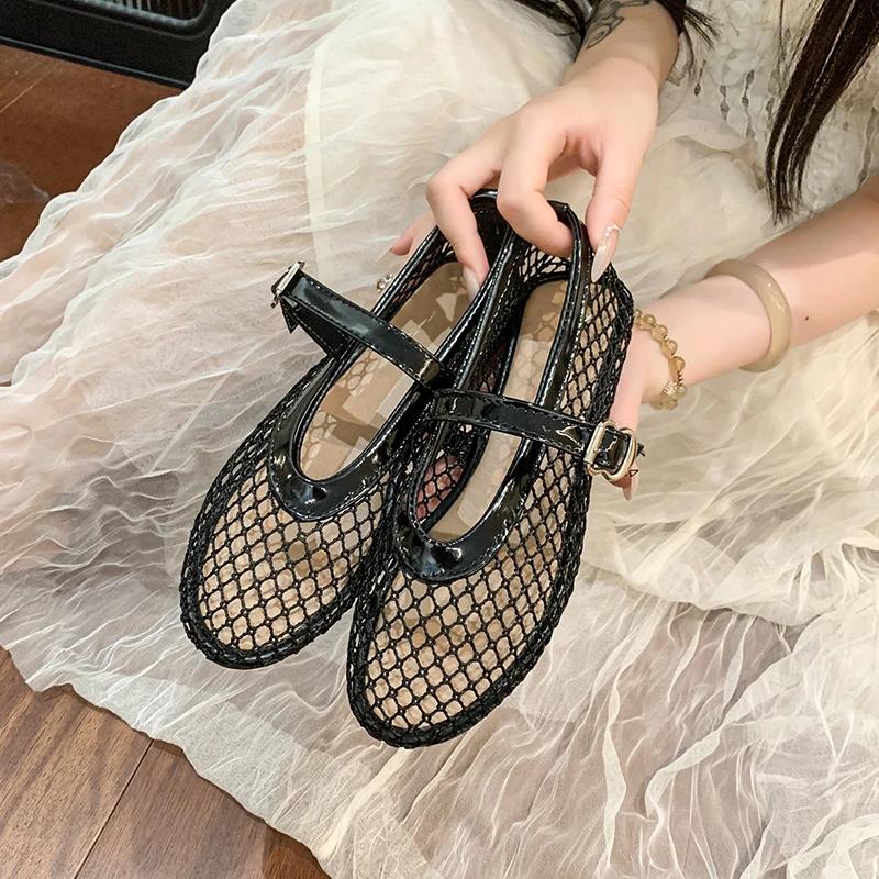Women Sandals New Flat Soft Soled Mary Jane Shoes for Women Mesh Breathable Versatile Sandals Women Sandalias De Mujer