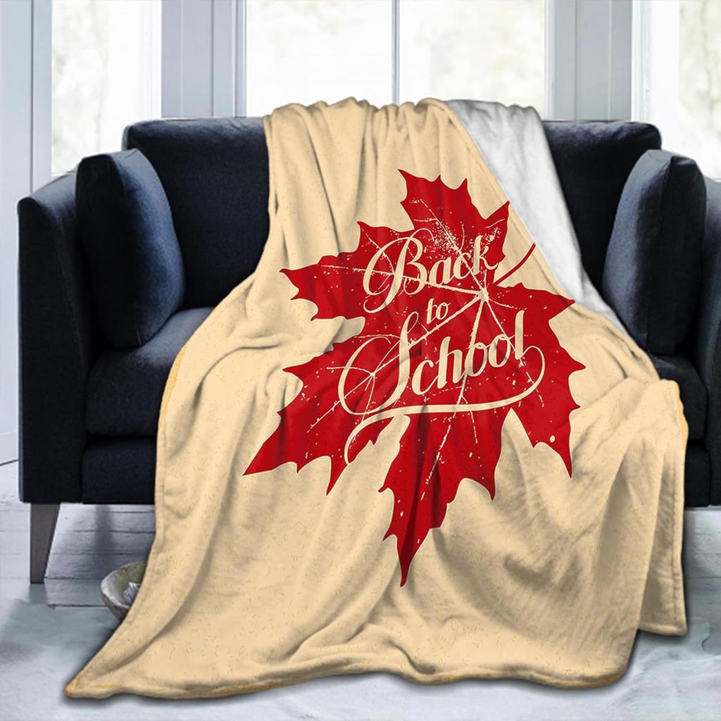 Harvest Autumn Throw Blanket Pumpkin Farmhouse Fallen Leaves Blanket Cozy Soft Lightweight Flannel Plush Blankets for Bed Couch